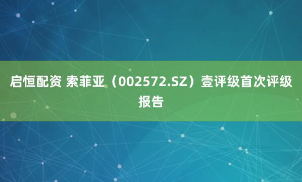启恒配资 索菲亚（002572.SZ）壹评级首次评级报告